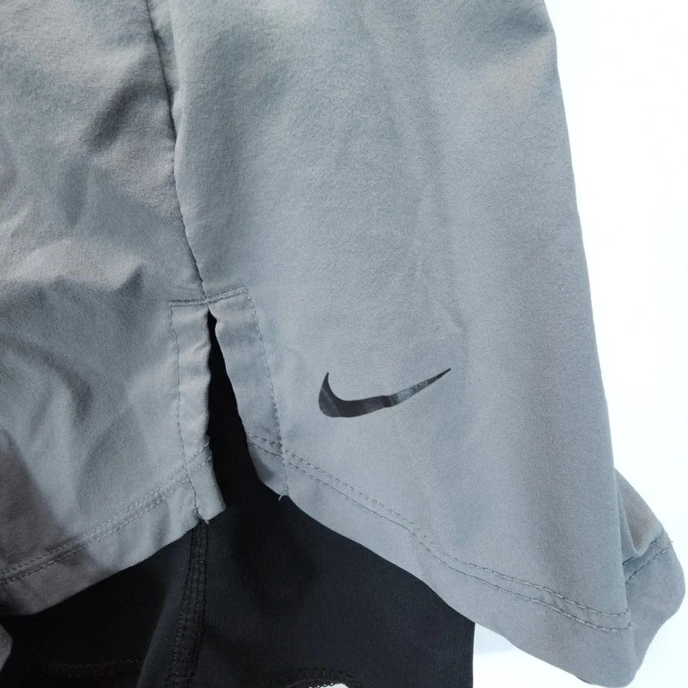 Nike 2 in 1 Running Shorts Womens Small Gray Streetwear Layered Athletic - Picture 3 of 8